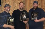 The Central Valley Mini Stocks handed out its season-ending awards. The top drivers included (L to R) Ryan Doglione, Dan Myrick and Brent Myrick.